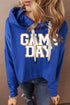 "Game Day" Dark Blue Print Hoodie - Celes Fashion